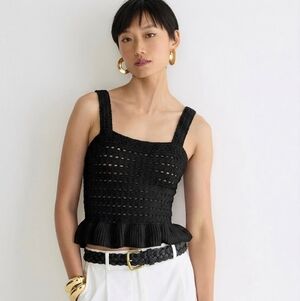 J. Crew Black Crochet Peplum Top Size M